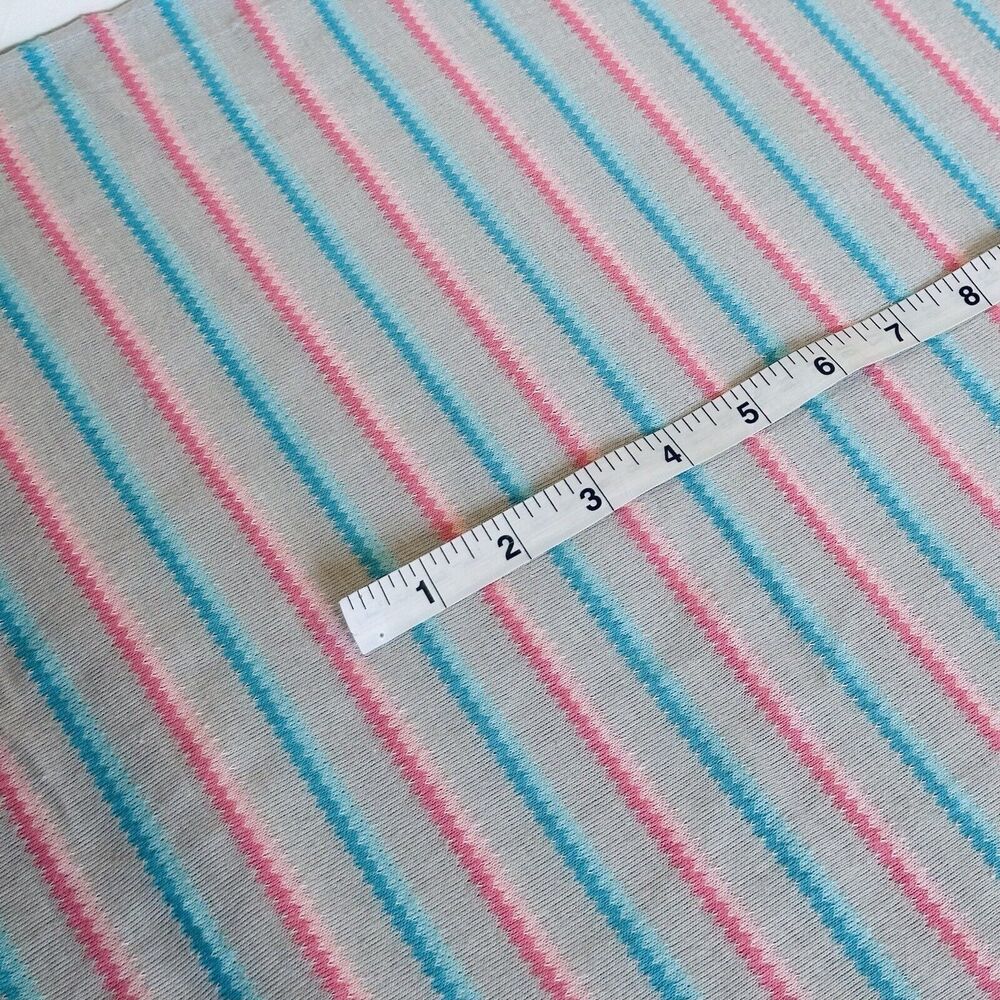 OOP Two-tone Pink Blue on Gray Colored Striped Jersey Knit 2yds 30" x 60"